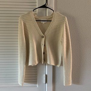 OLIVE + OAK Women Cardigan Knit Sweater, White/Beige, Size XS